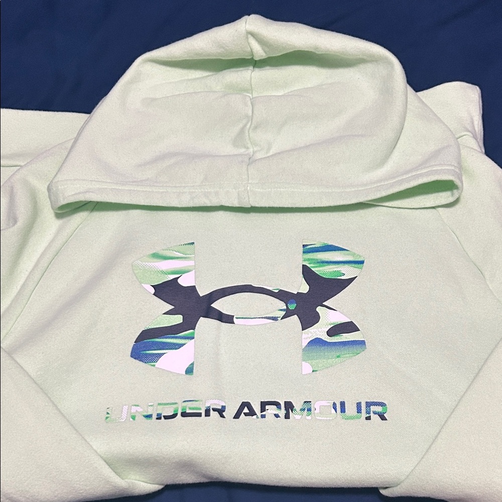 Under Armour Light Green Hoodie with Camouflage Logo